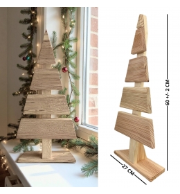 Choinka Dekoracja świąteczna Drewniana choinka z drewna modrzewiowego - 59 cm x 27 cm DIY