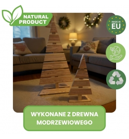 Choinka Dekoracja świąteczna Drewniana choinka z drewna modrzewiowego - 59 cm x 27 cm