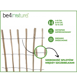 Płot leszczynowy o długości 1m - rozstaw szczebelków 8-10 cm