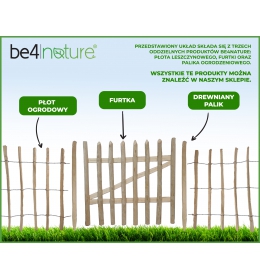 Płot leszczynowy o długości 1m - rozstaw szczebelków 8-10 cm