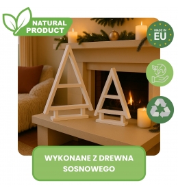 Dekoracja Świąteczna, Choinka - Zestaw dwóch choinek z drewna sosnowego