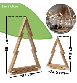 Sosnowa choinka drewniana, dekoracja, nakładkowa, zestaw 2 sztuki - 55 oraz 38 cm