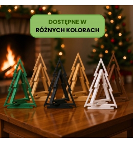 Sosnowa choinka drewniana, dekoracja, nakładkowa, zestaw 2 sztuki - 55 oraz 38 cm