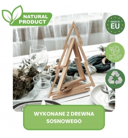 Sosnowa choinka drewniana, dekoracja, nakładkowa, zestaw 2 sztuki - 55 oraz 38 cm