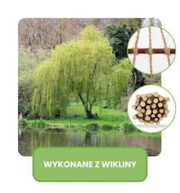 Wisząca choinka z wikliny - ręcznie robiona dekoracja ścienna z sznurkiem jutowym, na okres świąteczny