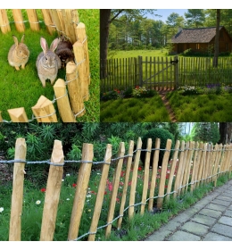 Płot leszczynowy o długości 5 m - rozstaw szczebelków 8-10 cm