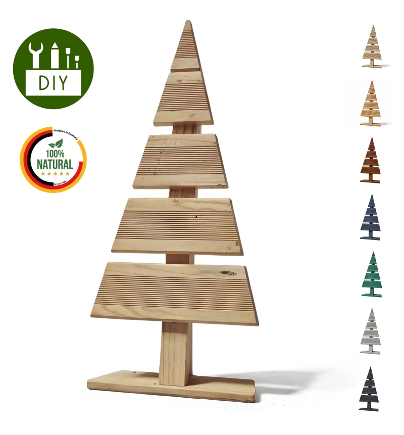 Choinka Dekoracja świąteczna Drewniana choinka z drewna modrzewiowego - 59 cm x 27 cm DIY