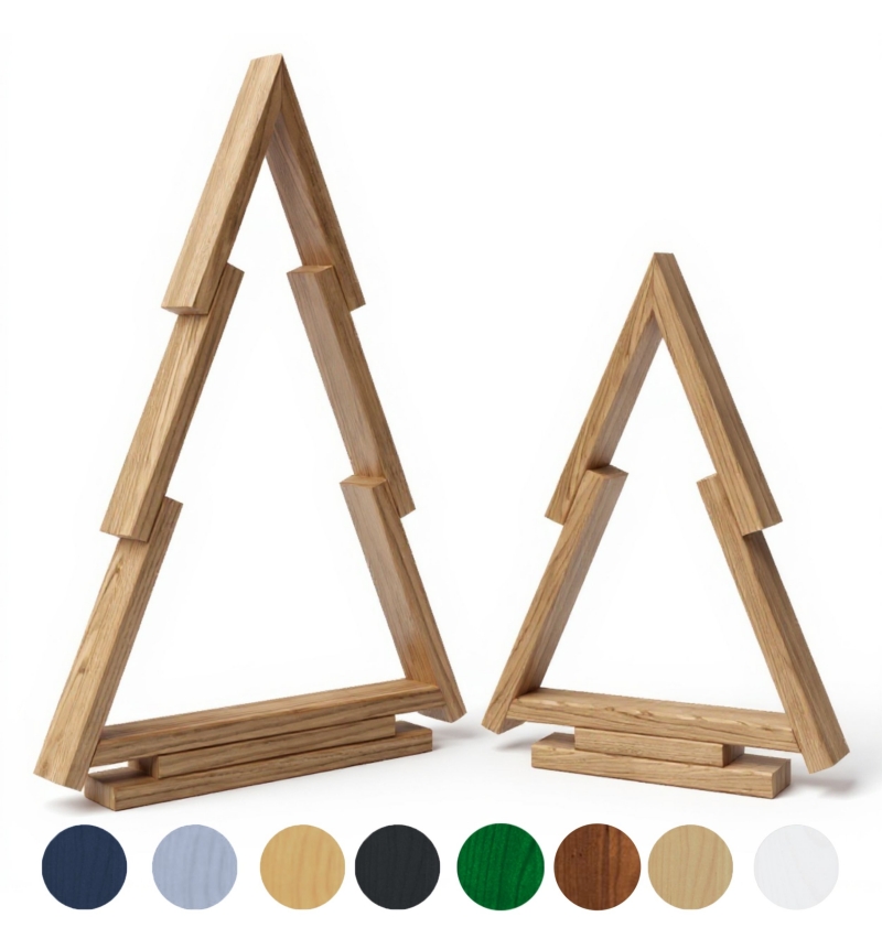 Sosnowa choinka drewniana, dekoracja, nakładkowa, zestaw 2 sztuki - 55 oraz 38 cm