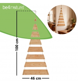 Wisząca Choinka z Drewna Modrzewiowego Ozdoba na Boże Narodzenie - Wysokość 100cm