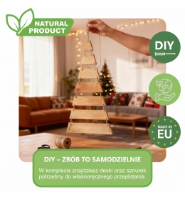 Wisząca Choinka z Drewna Modrzewiowego Ozdoba na Boże Narodzenie - Wysokość 100cm