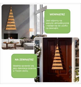 Wisząca Choinka z Drewna Modrzewiowego Ozdoba na Boże Narodzenie - Wysokość 100cm