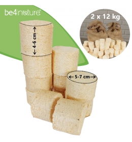 Brykiet drzewny 100% prasowany brykiet z drewna okrągły Brykiet Ekologiczny 2 x 12,5kg w worku jutowym idealny do kominka