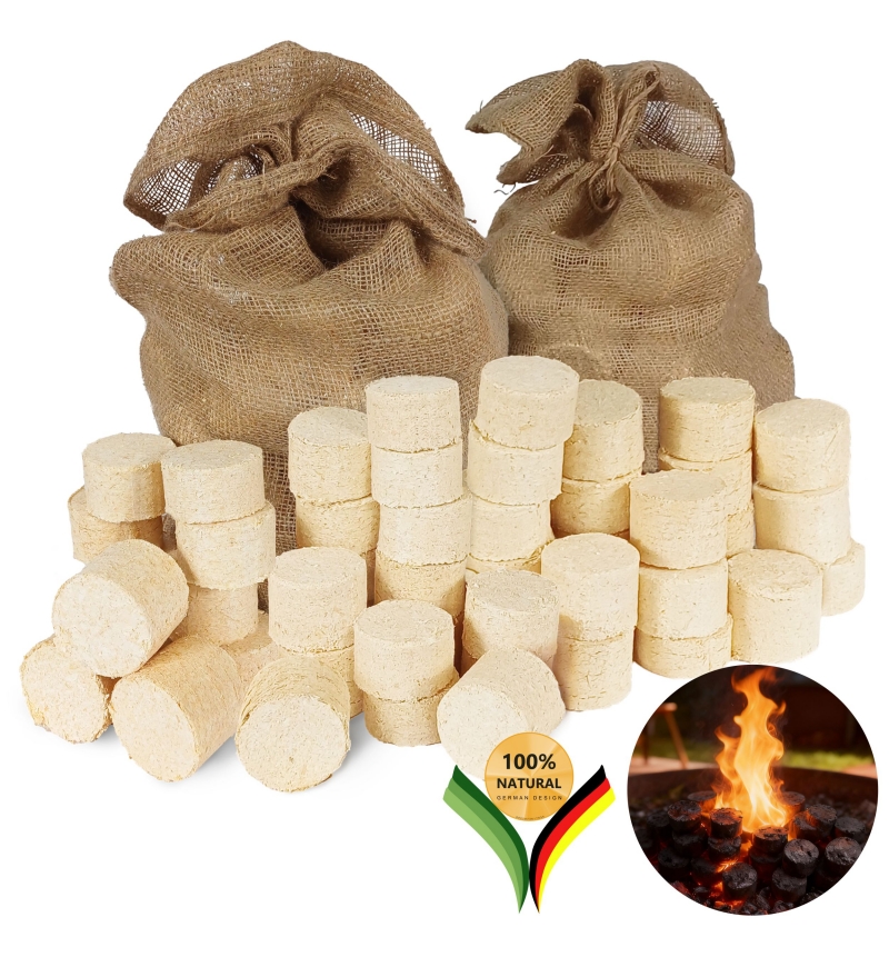 Brykiet drzewny 100% prasowany brykiet z drewna okrągły Brykiet Ekologiczny 2 x 12,5kg w worku jutowym idealny do kominka
