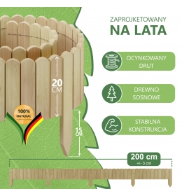 Rollborder - elastyczny płot ogrodzeniowy o wymiarach 200 x 20 cm