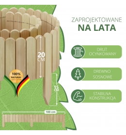 Rollborder - elastyczny płot ogrodzeniowy o wymiarach 100 x 20 cm