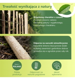 Palik leszczynowy dla płotów lub furtek śr. 6-8cm 6 sztuk